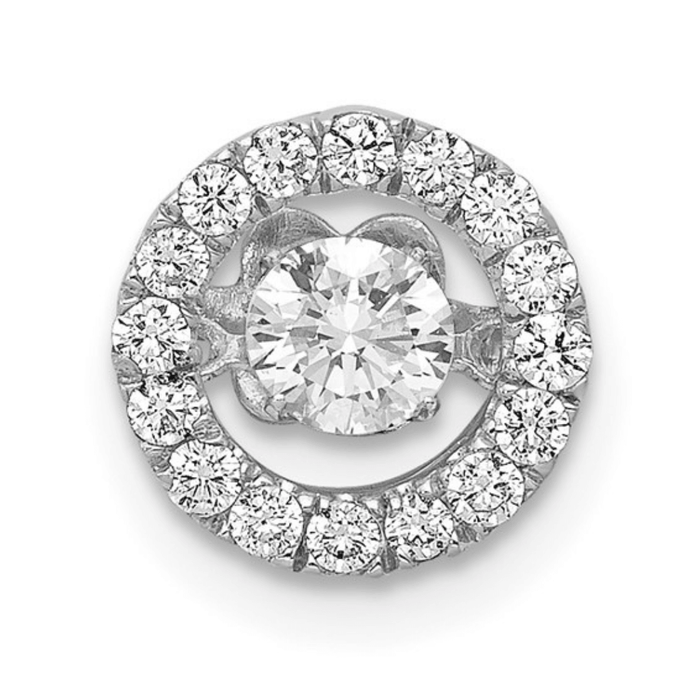 14K White Gold Lab Grown Diamond Round Solitaire Pendant by Fine Color Jewels