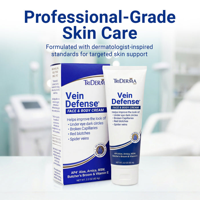 Vein Defense Face & Body Cream – Helps Improve the Appearance of Spider Veins, Bruising & Uneven Skin Tone by TriDerma MD