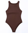 Seamless Crew Neck Bodysuit - Brown by Boutique 23