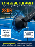 Padel Phone Holder for Glass Courts – MagSafe Compatible with Double Suction Cup & Aluminum Arm by BLAUBECK