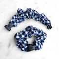 Gingham Navy Buckle Scrunchie - No Snagging, No Tangles by Buckle Scrunchies by RE.STATEMENT