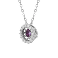 Natural Amethyst Dancing Stone Halo Necklace by Fine Color Jewels