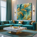 Abstract Gold And Blue Frosty Wall Art by Tailored Canvases