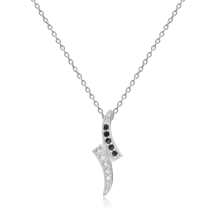 Black Sapphire Dainty Pendant Necklace by Fine Color Jewels