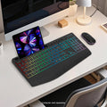Rechargeable Silent Wireless Keyboard & Mouse Combo - RGB Backlight, Phone Holder by Zerodamage Sahara Case LLC