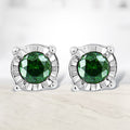 Sterling Silver Rose Cut Treated Green Diamond Solitaire Stud Earrings (0.25 cttw, Green Color, I2-I3 Clarity) by Bids.com