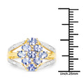 14K Yellow Gold Plated 1.59 Carat Genuine Tanzanite and White Topaz .925 Sterling Silver Ring by Bids.com