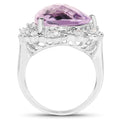8.86 Carat Genuine Amethyst and White Zircon .925 Sterling Silver Ring by Bids.com