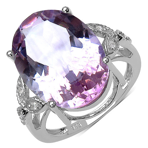 10.50 Carat Genuine Amethyst & White Topaz .925 Sterling Silver Ring by Bids.com