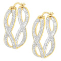 10K Yellow and White Gold 1/4 cttw Diamond Double Infinity Hoop Earrings (I-J Clarity, I1-I2 Color) by Bids.com