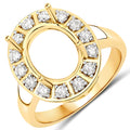 0.42 Carat Genuine White Diamond 14K Yellow Gold Semi Mount Ring - holds 11x9mm Oval Gemstone by Bids.com