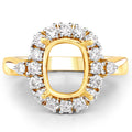 0.54 Carat Genuine White Diamond 14K Yellow Gold Semi Mount Ring - holds 9x7mm Cushion Gemstone by Bids.com