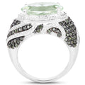 5.98 Carat Genuine Green Amethyst & Green Diamond .925 Sterling Silver Ring by Bids.com