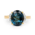 14K Yellow Gold Plated 6.09 Carat Genuine London Blue Topaz & White Diamond .925 Sterling Silver Ring by Bids.com