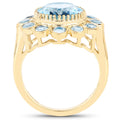 14K Yellow Gold Plated 6.59 Carat Genuine Blue Topaz .925 Sterling Silver Ring by Bids.com