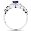 1.02 Carat Genuine Amethyst, Black Diamond & White Diamond .925 Sterling Silver Ring by Bids.com