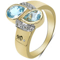 14K Yellow Gold Plated 1.86 Carat Genuine Blue Topaz, White Topaz & White Diamond .925 Sterling Silver Ring by Bids.com