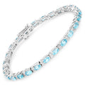 8.84 Carat Genuine Blue Zircon and Topaz White .925 Sterling Silver Bracelet by Bids.com