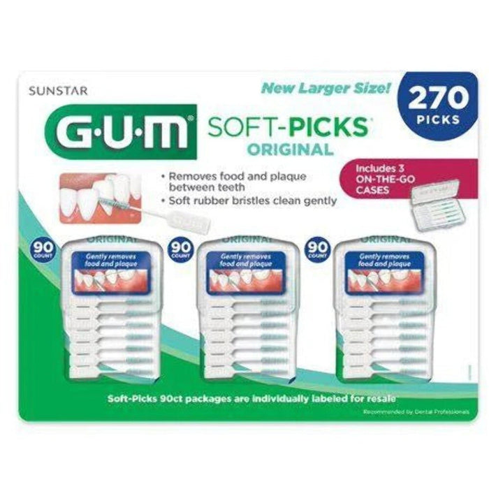 Sunstar G.U.M. Original Soft-Picks with Travel Cases 3 Packs=270 ct by Price Is Right Miami