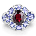 4.20 Carat Genuine Garnet, Tanzanite & White Topaz .925 Sterling Silver Ring by Bids.com