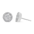14K White Gold 1.0 Cttw Brilliant-Cut Diamond Halo-Style Cluster Round Button Stud Earrings (H-I Color, I1-I2 Clarity) by Bids.com