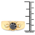 14K Yellow Gold Plated 1.00 Carat Genuine Black Diamond .925 Sterling Silver Ring by Bids.com