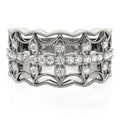Diamond Studded Four Leaf Clover Motif Ring in 14k White Gold (1/4 cttw) by Bids.com
