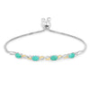 Oval Green Emerald Prong Silver Infinity Bolo Adjustable Bracelet