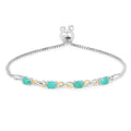 Oval Green Emerald Prong Silver Infinity Bolo Adjustable Bracelet by Fine Color Jewels