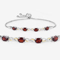 Oval Deep Red Garnet Prong Two-Tone Gold Plated Silver Infinity Bolo Adjustable Bracelet by Fine Color Jewels