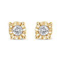 10K Yellow Gold Plated .925 Sterling Silver 1/10 Cttw Round Brilliant-Cut Diamond Miracle-Set Stud Earrings (J-K Color, I3 Clarity) by Bids.com