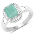1.73 Carat Genuine Emerald & White Topaz .925 Sterling Silver Ring by Bids.com