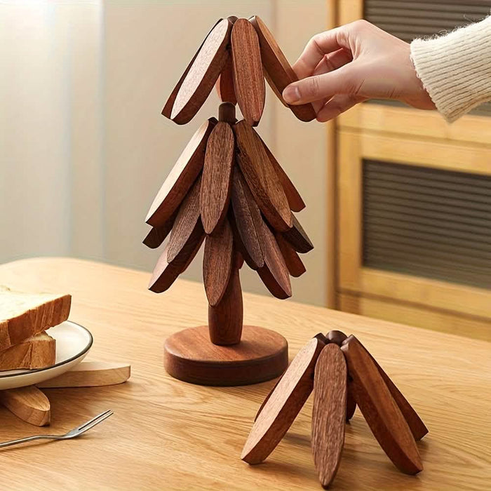 Solid Wood Heat-Resistant Table Mats – Tree-Shaped Coasters Set by DailySale