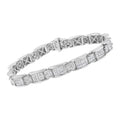 14K White Gold 5.0 Cttw Princess-Cut Diamond Rectangular Alternating Station 7" Tennis Bracelet (G-H Color, SI1-SI2 Clarity) by Bids.com