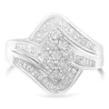 10K White Gold Diamond Bypass Cluster Ring (1 Cttw, I-J Color, I2-I3 Clarity) - Size 7 by Bids.com