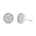 14K White Gold 1.0 Cttw Brilliant-Cut Diamond Halo-Style Cluster Round Button Stud Earrings (H-I Color, I1-I2 Clarity) by Bids.com