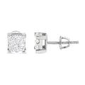 10K White Gold 3/4 Cttw Invisible Set Princess-Cut Diamond Composite Square Stud Earrings (H-I Color, SI2-I1 Clarity) by Bids.com