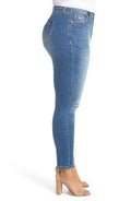 Seven7 Plus Size Rocker Deconstructed Skinny Jeans, Womens, Size 14W by Vanessa Jane