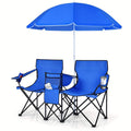 Folding Double Camping Chair with Umbrella (Blue) by DailySale