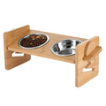 5°Tilt Bamboo Double Elevated Dog Bowls with 4 Adjustable Heights by DailySale