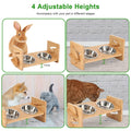 5°Tilt Bamboo Double Elevated Dog Bowls with 4 Adjustable Heights by DailySale