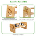 5°Tilt Bamboo Double Elevated Dog Bowls with 4 Adjustable Heights by DailySale