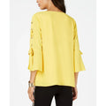 Thalia Sodi Grommet-Sleeve Blouse Yellow, Size Small by Vanessa Jane