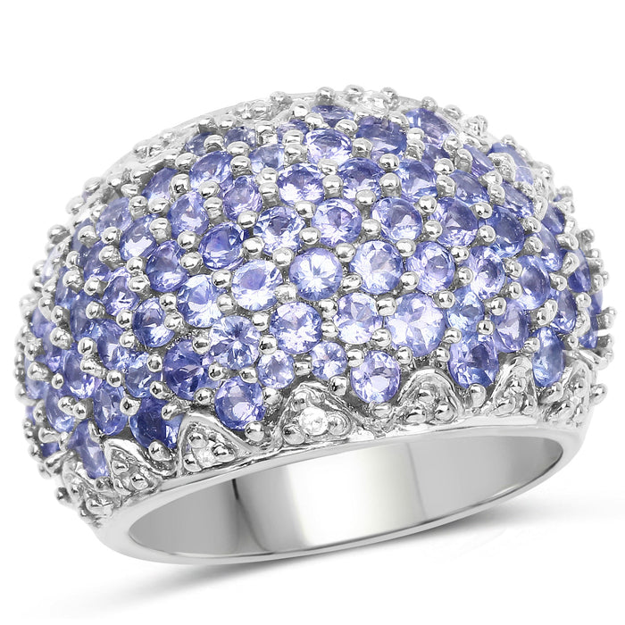 3.01 Carat Genuine Tanzanite and White Diamond .925 Sterling Silver Ring by Bids.com