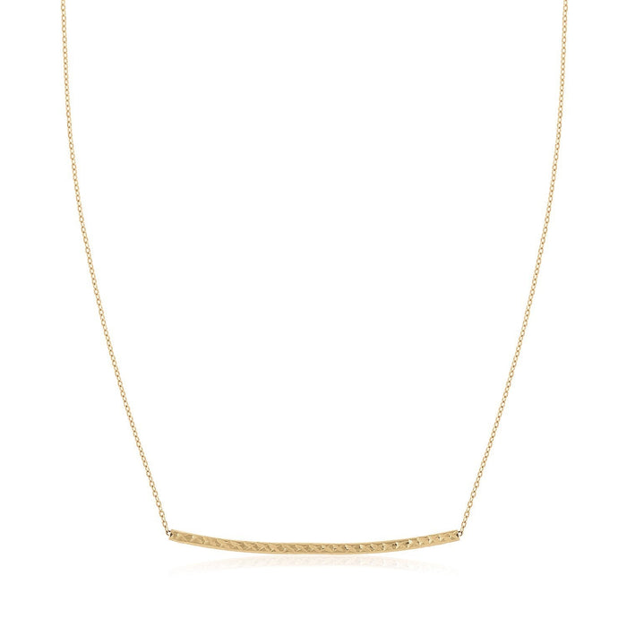 14k Yellow Gold Thin Textured Bar Necklace by Bids.com