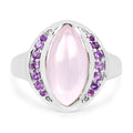3.57 Carat Genuine Rose Quartz And Amethyst .925 Sterling Silver Ring by Bids.com