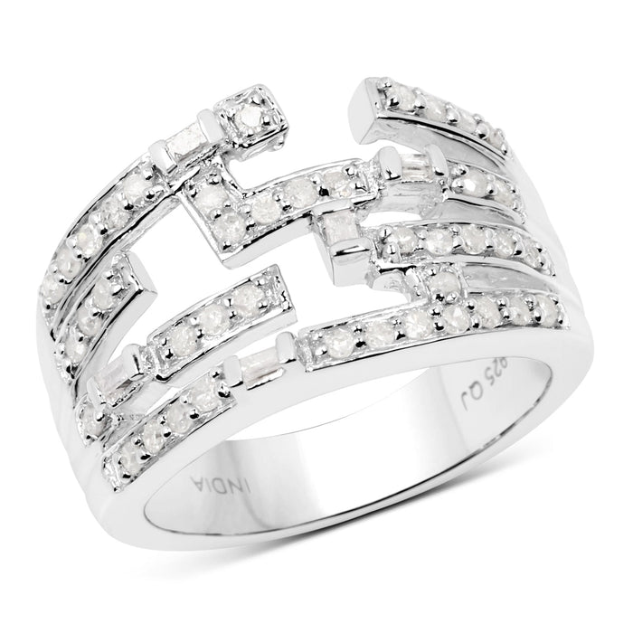 0.60 Carat Genuine White Diamond .925 Sterling Silver Ring by Bids.com