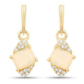 0.57 Carat Genuine Ethiopian Opal and White Diamond 14K Yellow Gold Earrings by Bids.com
