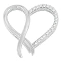 .925 Sterling Silver 1/4 cttw Round Cut Diamond Ribbon and Heart Accent Pendant Necklace (H-I, I2-I3) by Bids.com