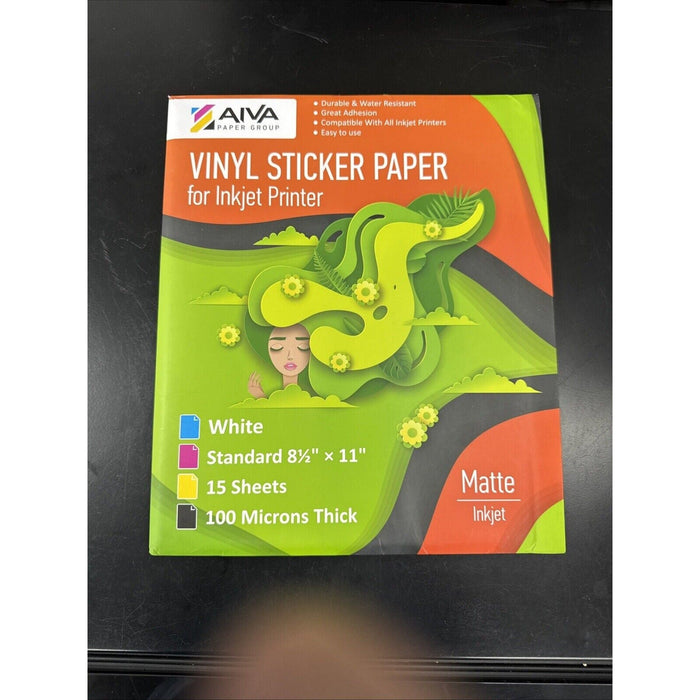 Printable Vinyl Sticker Paper for Inkjet, Matte White, 15 Self-Adhesive Sheets by Price Is Right Miami